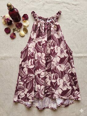 ✨️ GAP Floral Halter Tank Top in Cream and Maroon